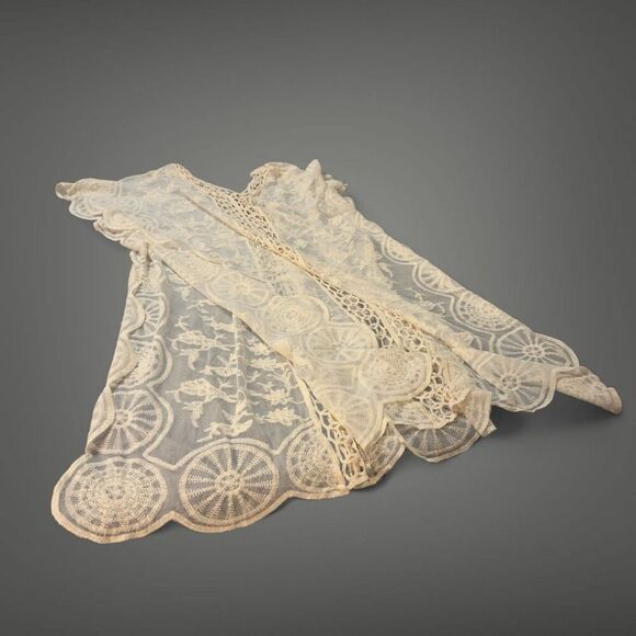 NWT (L) Cupshe Cream Lace & Crochet Maxi Swim Cover Up - Picture 10 of 15